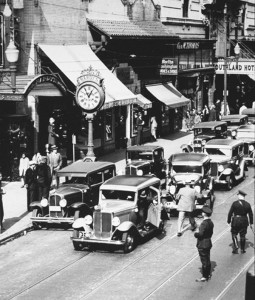 This photo of Hardy's clock was taken around 1928 on Granby Street in Norfolk.